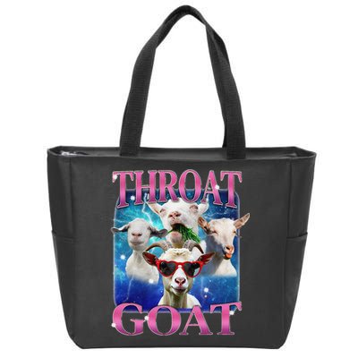Throat Goat Funny Inappropriate Adult Humor Unhinged Meme Zip Tote Bag