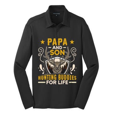 Tee Gift For Dad Papa And Son Hunting Buddies For Life Cool Gift Silk Touch Performance Long Sleeve Polo