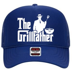 The Grillfather Funny Bbq Design For Dads Cool Gift High Crown Mesh Back Trucker Hat