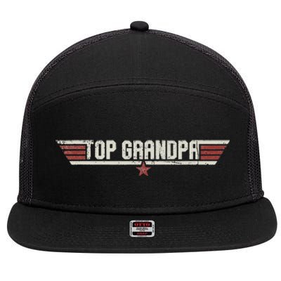 Top Grandpa Funny Vintage 80s 80's Grandfather Father's Day 7 Panel Mesh Trucker Snapback Hat