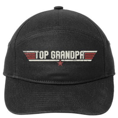 Top Grandpa Funny Vintage 80s 80's Grandfather Father's Day 7-Panel Snapback Hat