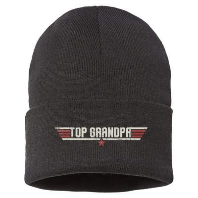 Top Grandpa Funny Vintage 80s 80's Grandfather Father's Day Sustainable Knit Beanie