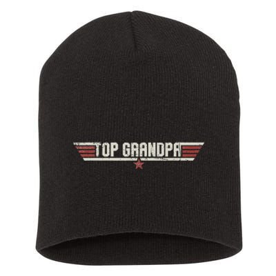 Top Grandpa Funny Vintage 80s 80's Grandfather Father's Day Short Acrylic Beanie