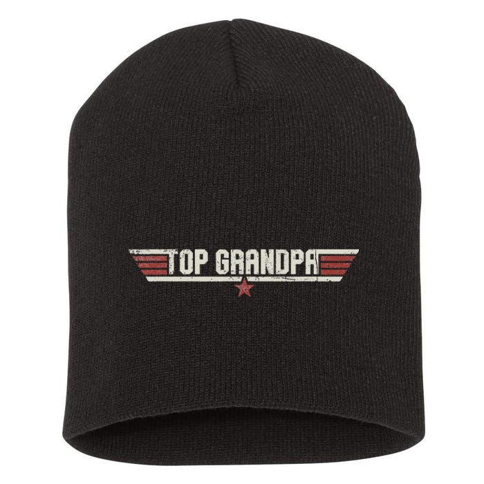 Top Grandpa Funny Vintage 80s 80's Grandfather Father's Day Short Acrylic Beanie