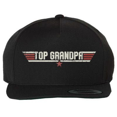 Top Grandpa Funny Vintage 80s 80's Grandfather Father's Day Wool Snapback Cap