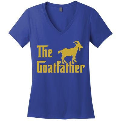 The Goatfather Funny Goat Father Goat Farmer Goat Lover Women's V-Neck T-Shirt