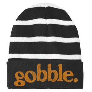 Thanksgiving Gobble Funny Turkey Day Striped Beanie with Solid Band