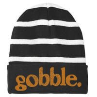 Thanksgiving Gobble Funny Turkey Day Striped Beanie with Solid Band