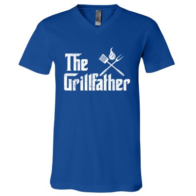 The Grillfather Funny Dad Bbq Gift V-Neck T-Shirt