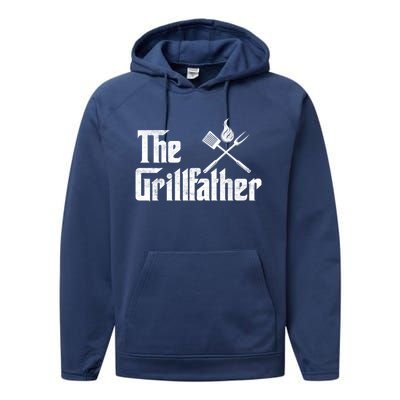 The Grillfather Funny Dad Bbq Gift Performance Fleece Hoodie