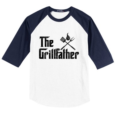 The Grillfather Funny Dad Bbq Gift Baseball Sleeve Shirt