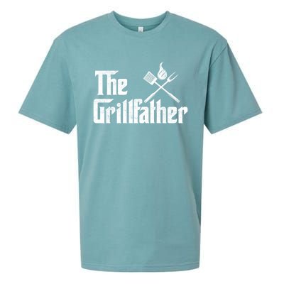 The Grillfather Funny Dad Bbq Gift Sueded Cloud Jersey T-Shirt