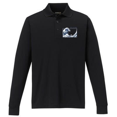 The Great Fibonacci Wave Performance Long Sleeve Polo