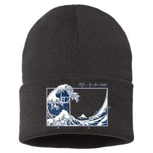 The Great Fibonacci Wave Sustainable Knit Beanie