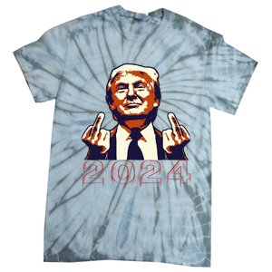 Trump Giving Finger 2024 Flipping Off Design Tie-Dye T-Shirt