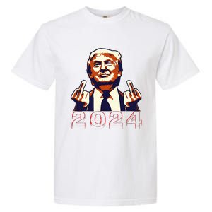 Trump Giving Finger 2024 Flipping Off Design Garment-Dyed Heavyweight T-Shirt