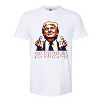 Trump Giving Finger 2024 Flipping Off Design Softstyle CVC T-Shirt