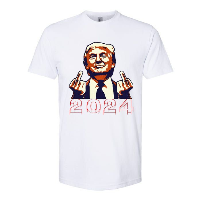 Trump Giving Finger 2024 Flipping Off Design Softstyle CVC T-Shirt