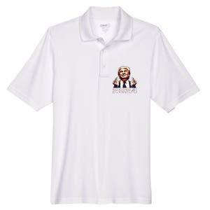 Trump Giving Finger 2024 Flipping Off Design Men's Origin Performance Pique Polo