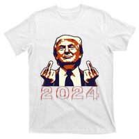 Trump Giving Finger 2024 Flipping Off Design T-Shirt