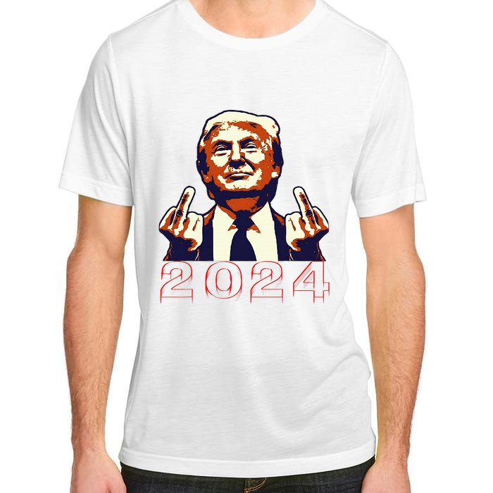 Trump Giving Finger 2024 Flipping Off Design Adult ChromaSoft Performance T-Shirt