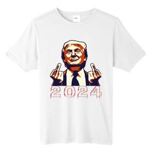 Trump Giving Finger 2024 Flipping Off Design Tall Fusion ChromaSoft Performance T-Shirt