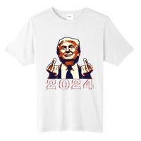 Trump Giving Finger 2024 Flipping Off Design Tall Fusion ChromaSoft Performance T-Shirt