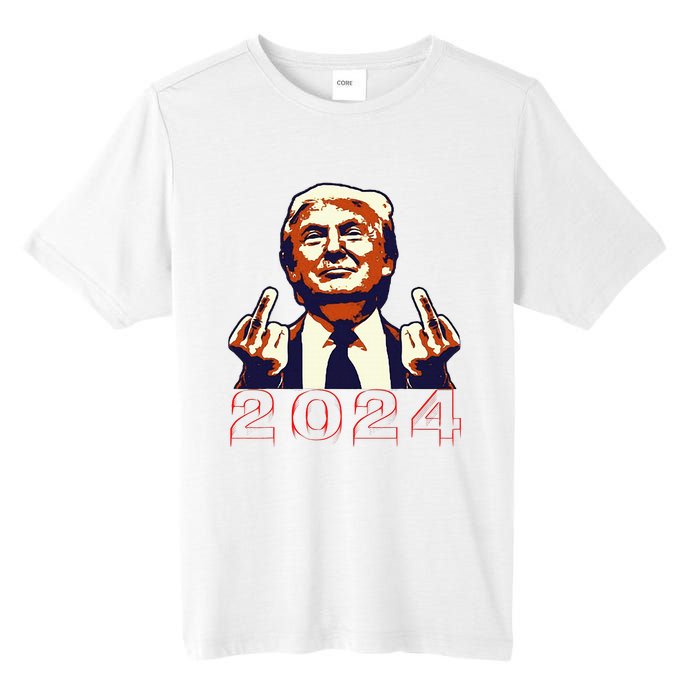 Trump Giving Finger 2024 Flipping Off Design Tall Fusion ChromaSoft Performance T-Shirt