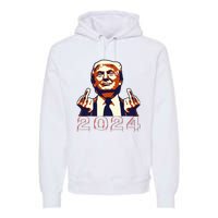 Trump Giving Finger 2024 Flipping Off Design Premium Hoodie