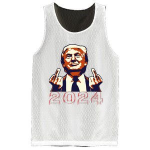 Trump Giving Finger 2024 Flipping Off Design Mesh Reversible Basketball Jersey Tank