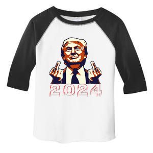 Trump Giving Finger 2024 Flipping Off Design Toddler Fine Jersey T-Shirt