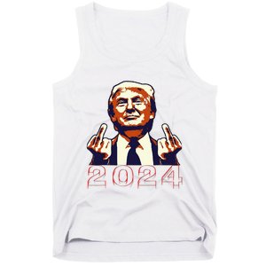 Trump Giving Finger 2024 Flipping Off Design Tank Top