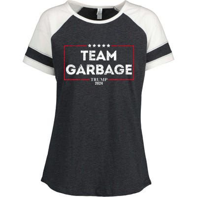 Team Garbage For Trump 2024 Enza Ladies Jersey Colorblock Tee