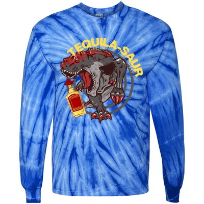 Tequilacool Giftsaur Funny Dinosaur Ing Gift Tie-Dye Long Sleeve Shirt