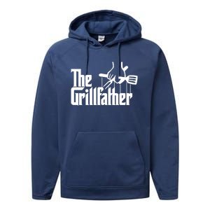 The Grillfather Funny Grilling Cool Gift Performance Fleece Hoodie