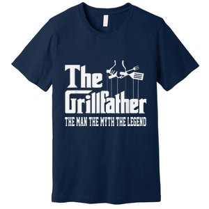 The Grillfather | Funny Dad Grandpa Grilling Bbq Meat Humor Premium T-Shirt