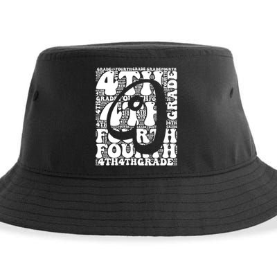 Typography Groovy Fourth Grade Teacher Back To School Sustainable Bucket Hat