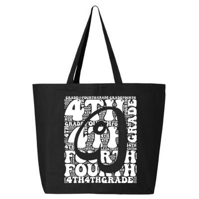 Typography Groovy Fourth Grade Teacher Back To School 25L Jumbo Tote