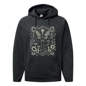 Therian Grunge Fairycore Aesthetic Skeleton Fairy Moth Performance Fleece Hoodie