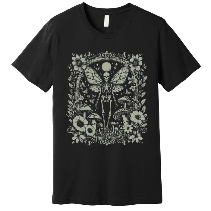 Therian Grunge Fairycore Aesthetic Skeleton Fairy Moth Premium T-Shirt