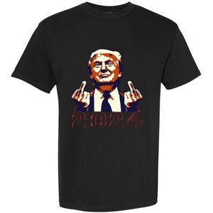 Trump Giving Finger 2024 Flipping Off Design Garment-Dyed Heavyweight T-Shirt