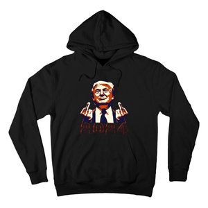 Trump Giving Finger 2024 Flipping Off Design Hoodie