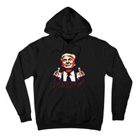 Trump Giving Finger 2024 Flipping Off Design Hoodie