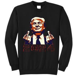 Trump Giving Finger 2024 Flipping Off Design Sweatshirt