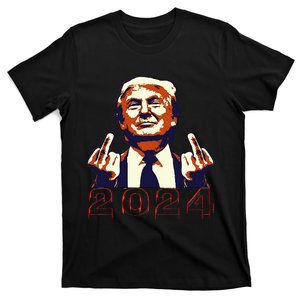 Trump Giving Finger 2024 Flipping Off Design T-Shirt