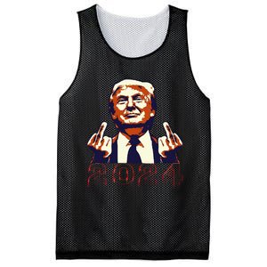 Trump Giving Finger 2024 Flipping Off Design Mesh Reversible Basketball Jersey Tank