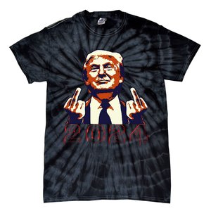 Trump Giving Finger 2024 Flipping Off Design Tie-Dye T-Shirt