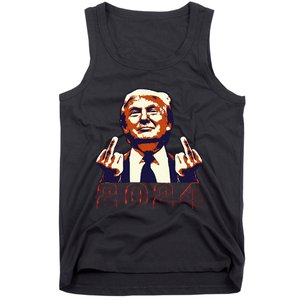 Trump Giving Finger 2024 Flipping Off Design Tank Top