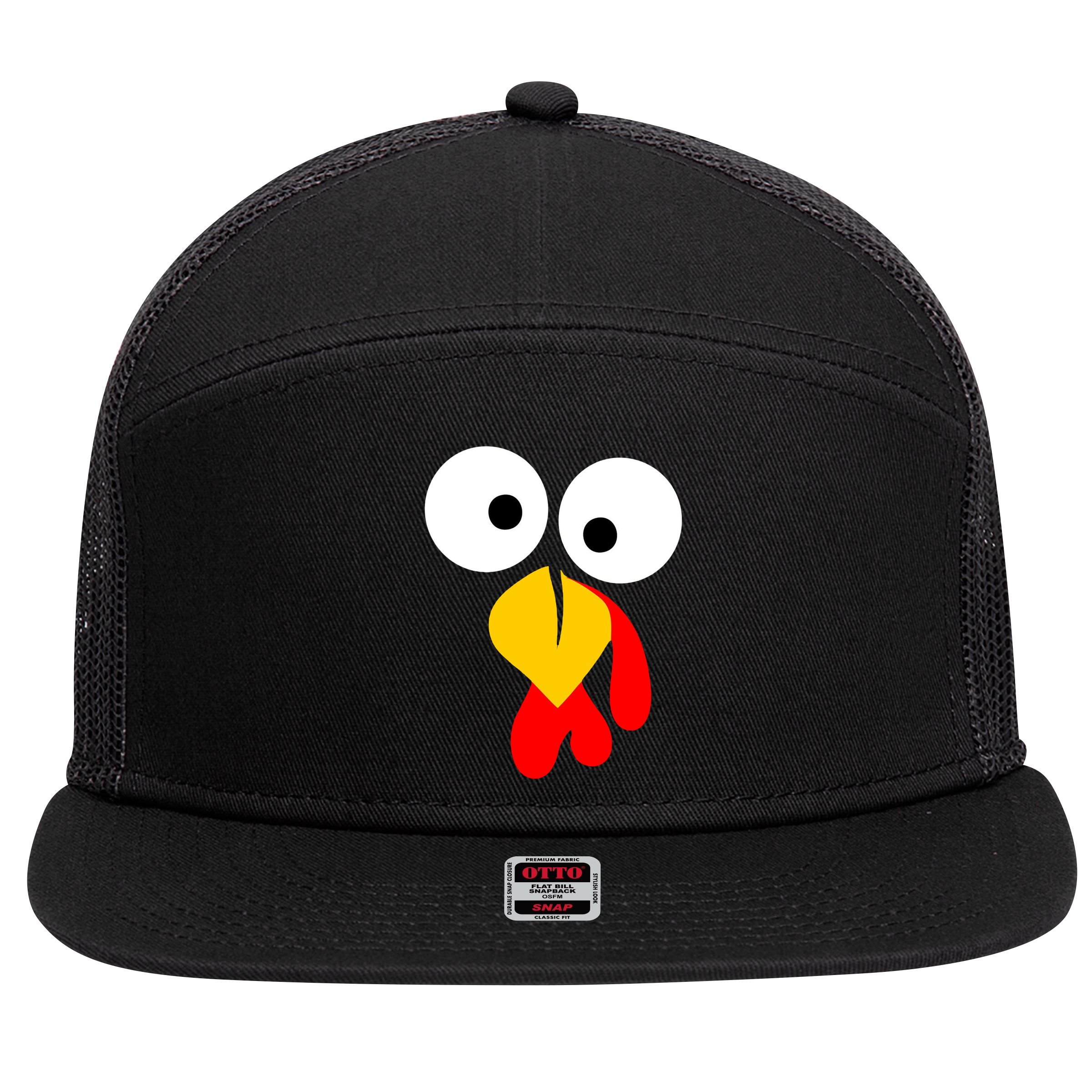Turkey Gobble Face Costume 7 Panel Mesh Trucker Snapback Hat