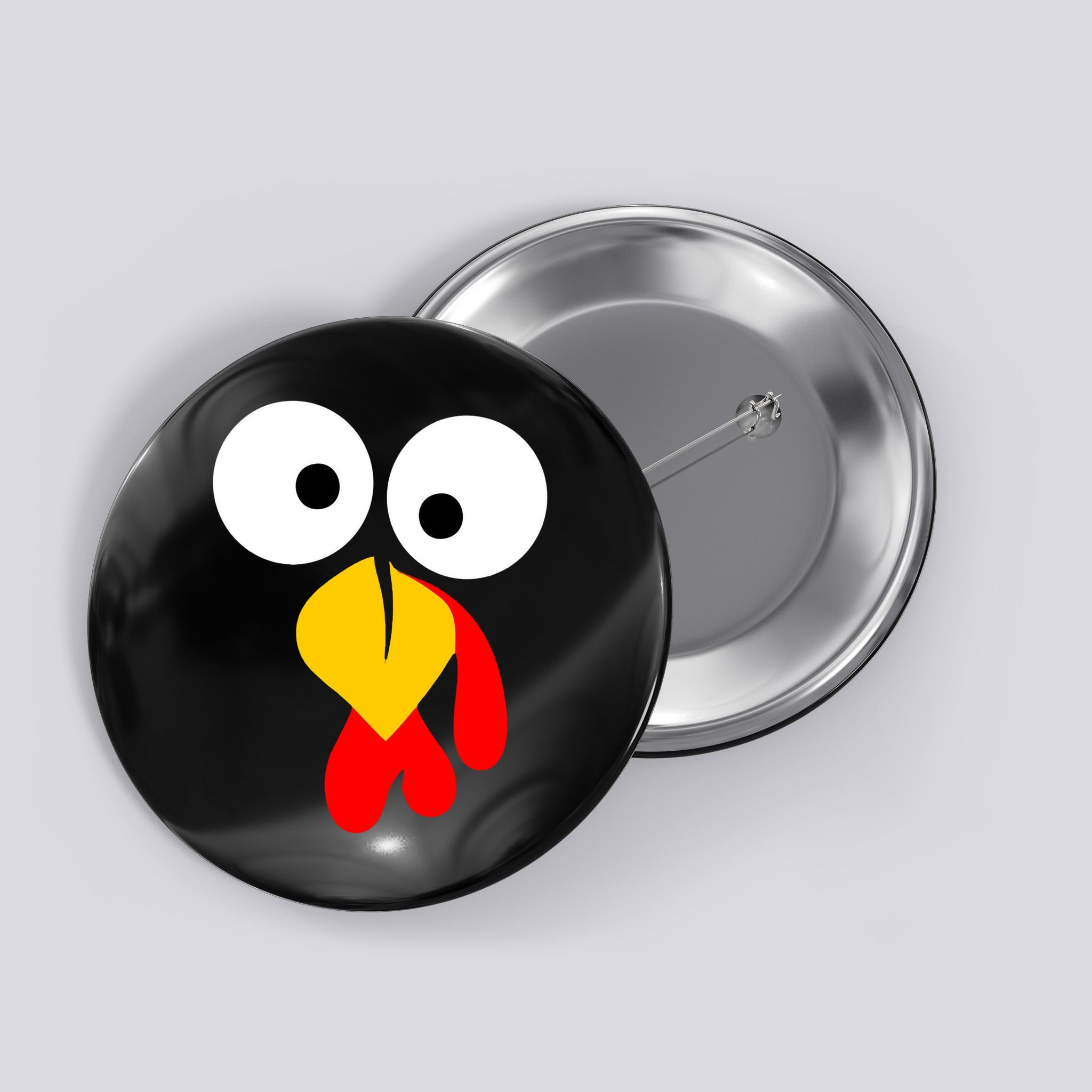 Turkey Gobble Face Costume Button